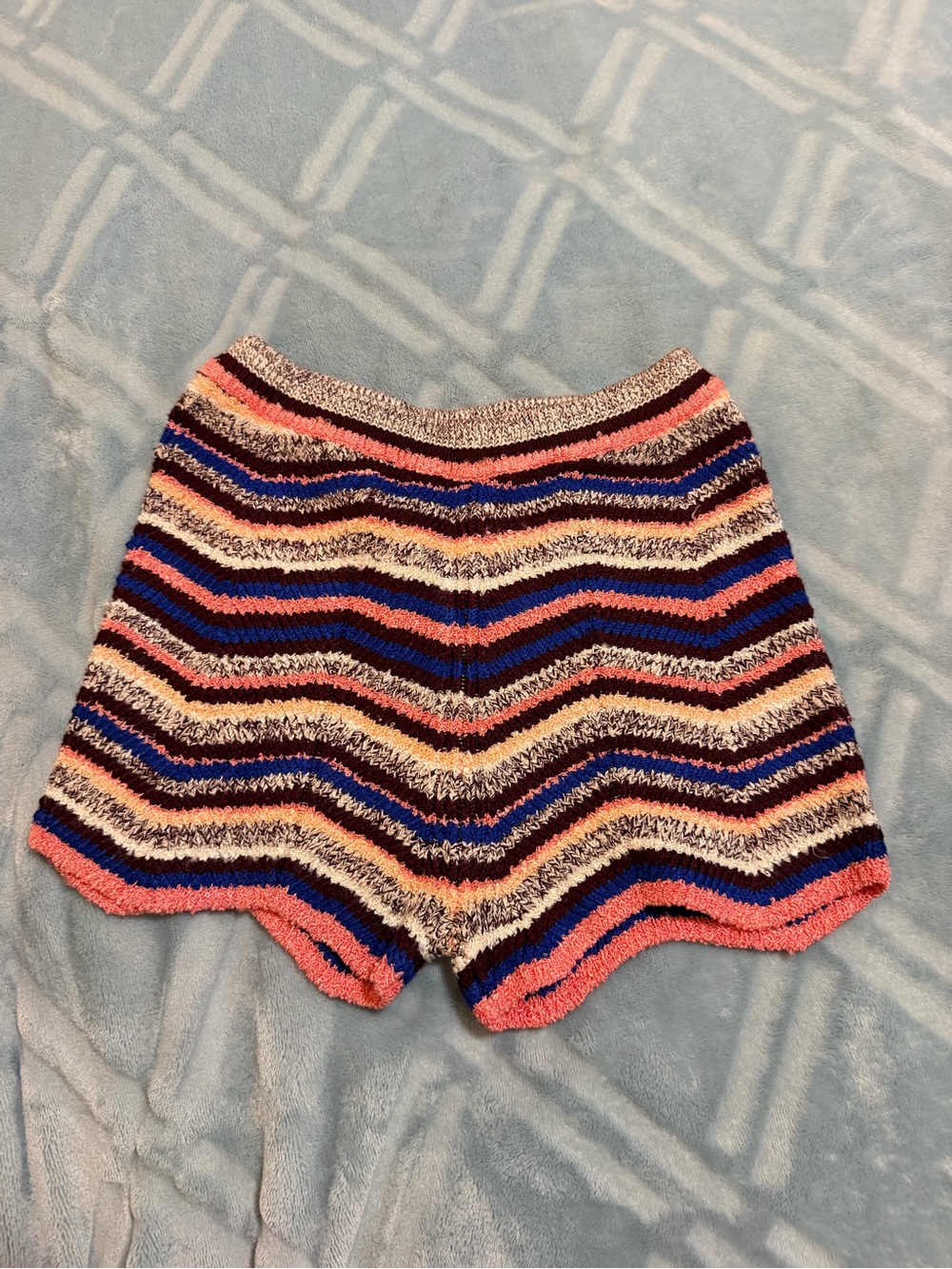 Free People Striped Knit Shorts in Pink, Blue, Black & Cream